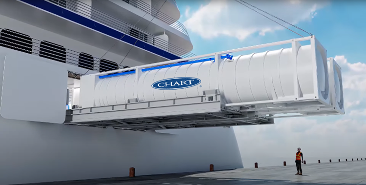 exchangeable hydrogen fuelling system for ships